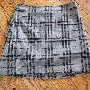 J Crew Mini black and grey plaid skirt